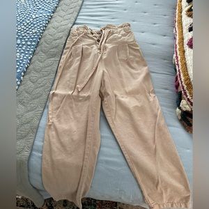 pink free people paper bag pants
